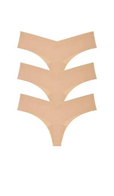 Commando Invisible Rib Thong 3-pack In Nude