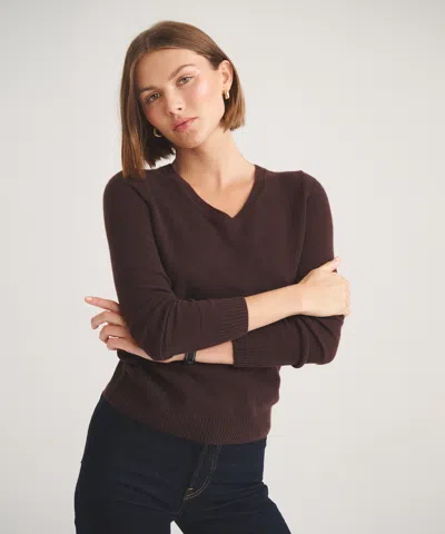 Naadam Basic Cashmere V-neck Sweater In Brown