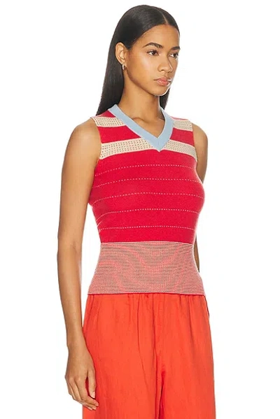 Guest In Residence Collegiate Stripe Vest In Red