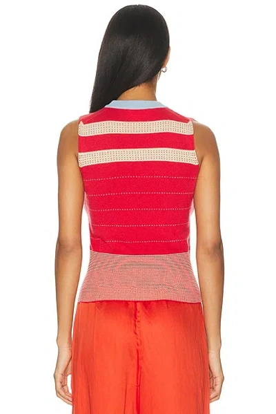 Guest In Residence Collegiate Stripe Vest In Red