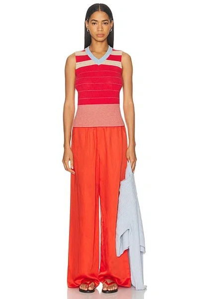 Guest In Residence Collegiate Stripe Vest In Red