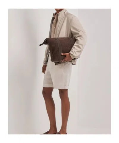 Canali Nuvola Dune Reversible Blouson Jacket In Technical Fabric And Jersey In Neutral