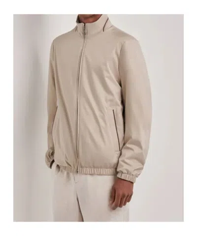 Canali Nuvola Dune Reversible Blouson Jacket In Technical Fabric And Jersey In Neutral