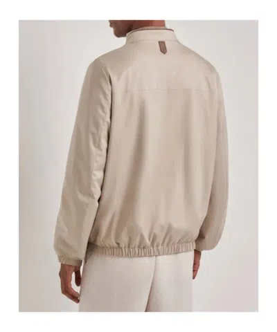 Canali Nuvola Dune Reversible Blouson Jacket In Technical Fabric And Jersey In Neutral
