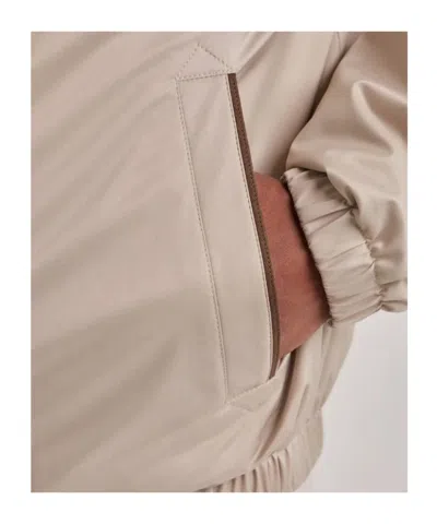 Canali Nuvola Dune Reversible Blouson Jacket In Technical Fabric And Jersey In Neutral