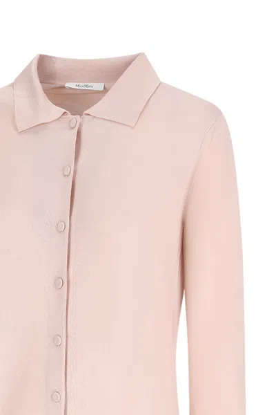 Max Mara Buttoned Collared Cardigan In Pink