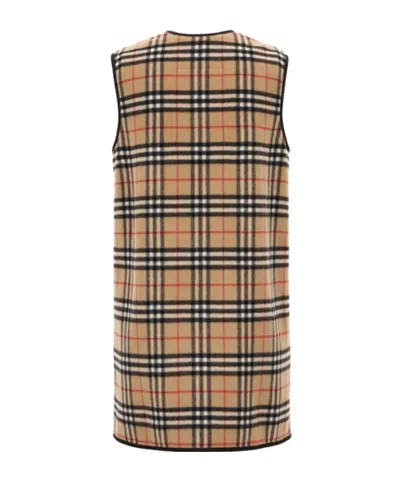 Burberry Check Button Jacket In Brown