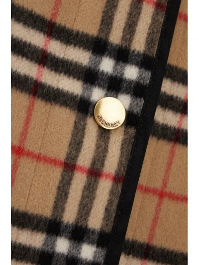 Burberry Check Button Jacket In Brown