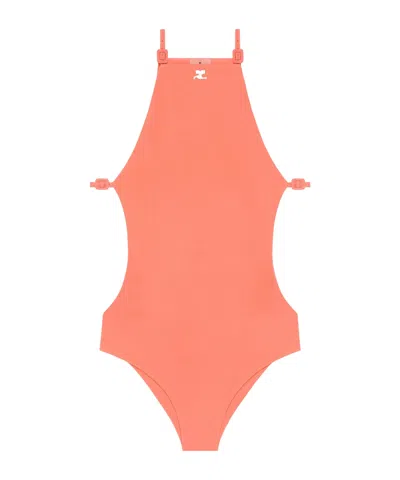 Courrèges Cut-out Swimsuit In Brown