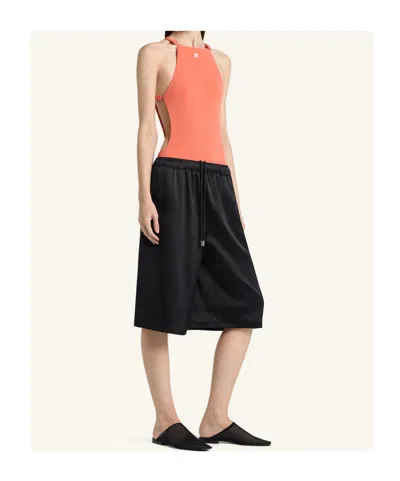 Courrèges Cut-out Swimsuit In Brown