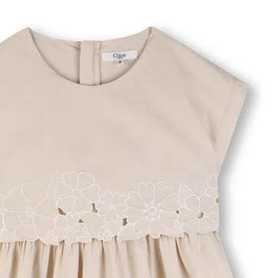 Chloé Floral-embroidered Dress In Neutral