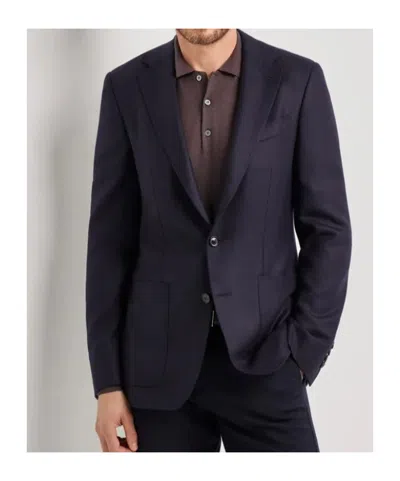 Canali Kei Navy Blue Modern-fit Jacket In Pure Impeccabile Wool