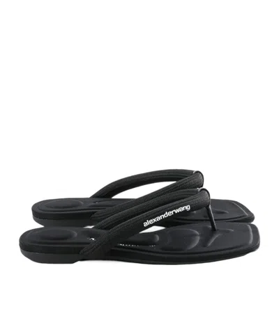 Alexander Wang Neutrals Jenna Tubular Padded Flop Sandals In Black