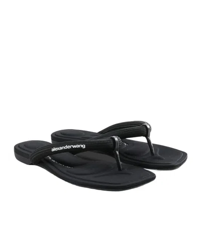 Alexander Wang Neutrals Jenna Tubular Padded Flop Sandals In Black