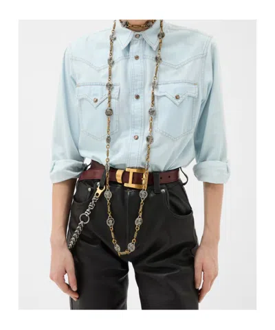 Versace Denim Chambray Shirt In Multi