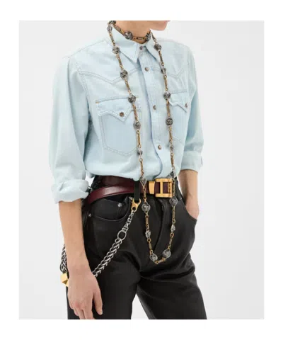 Versace Denim Chambray Shirt In Multi