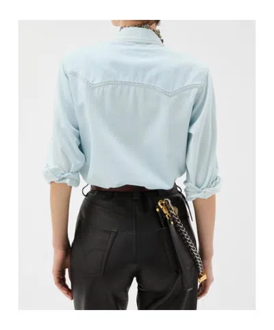 Versace Denim Chambray Shirt In Multi