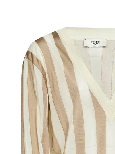 Fendi Pequin Striped Silk-cotton Sweater In Multi