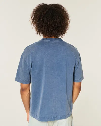 Hollister Boxy Heavyweight Micro Logo Crew T-shirt In Blue