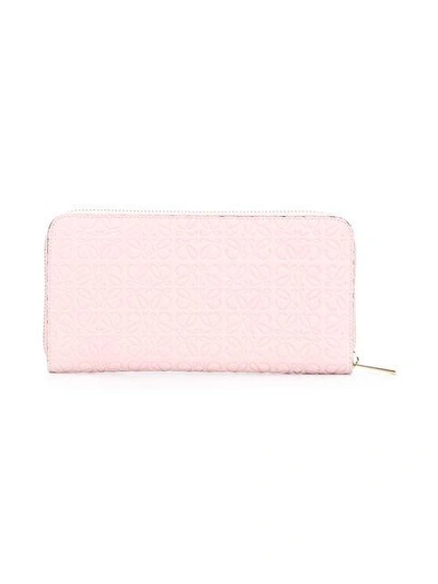 Shop Loewe Embossed Wallet  In Pink