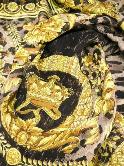 Shop Versace Baroque Leopard Print Scarf
