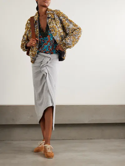 Dries Van Noten Vinnia Sequinned Bomber Jacket In Gold