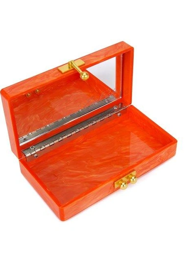 Shop Edie Parker Marbled-effect Box Clutch Bag In Orange