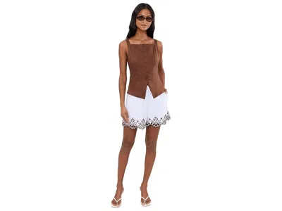 Madewell Embroidered Pull-on Shorts In Poplin In White