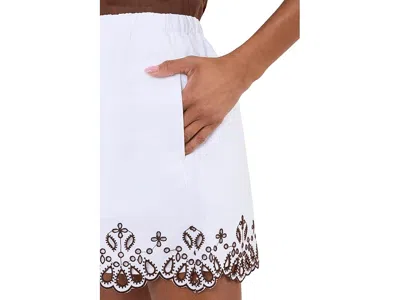 Madewell Embroidered Pull-on Shorts In Poplin In White