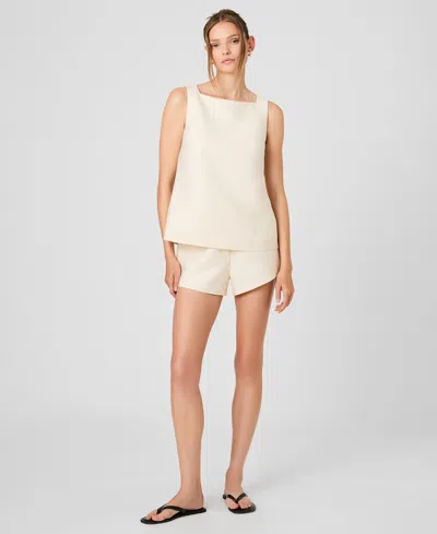 French Connection Structured Taffeta Relaxed Fit Shorts In Neutral
