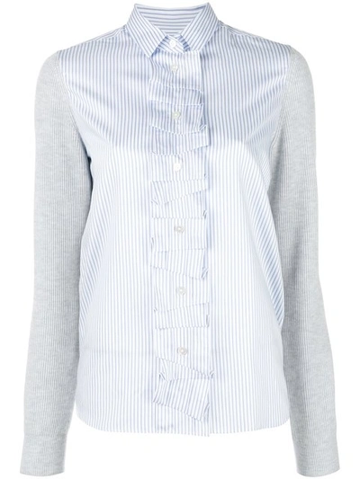Maison Margiela Striped Cotton Shirt With Knit Sleeves