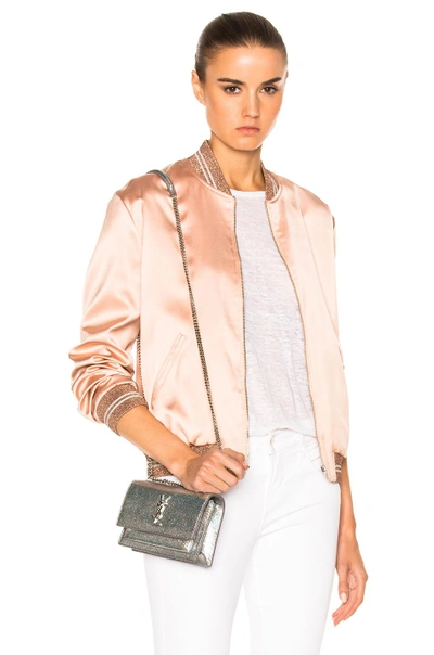 Shop Saint Laurent Satin Lover Teddy In Neutrals, Pink. In Powder