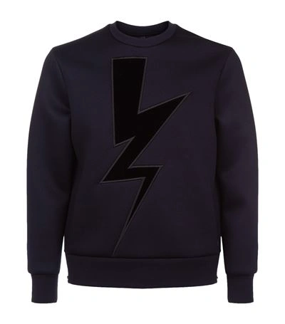Shop Neil Barrett Velvet Lightning Bolt Neoprene Sweatshirt