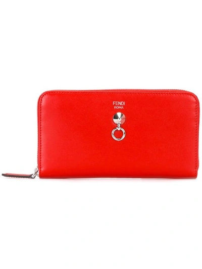 Fendi Zip Around Wallet In Red