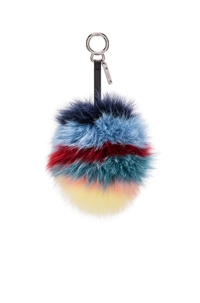 Shop Fendi Rainbow Fox Fur Pom Pom Charm In Multi