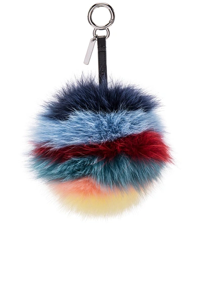 Shop Fendi Rainbow Fox Fur Pom Pom Charm In Multi