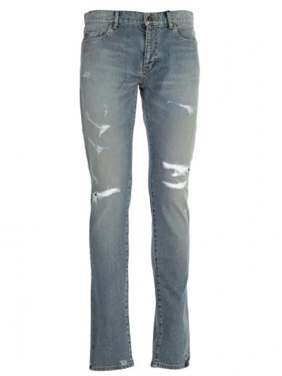 Shop Saint Laurent Jeans In Dirty Original Blue Trash