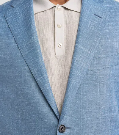 Corneliani Wool-silk-linen-blend Blazer In Blue