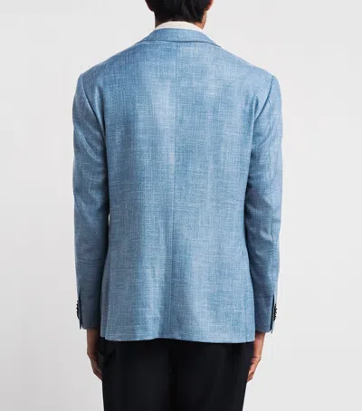 Corneliani Wool-silk-linen-blend Blazer In Blue