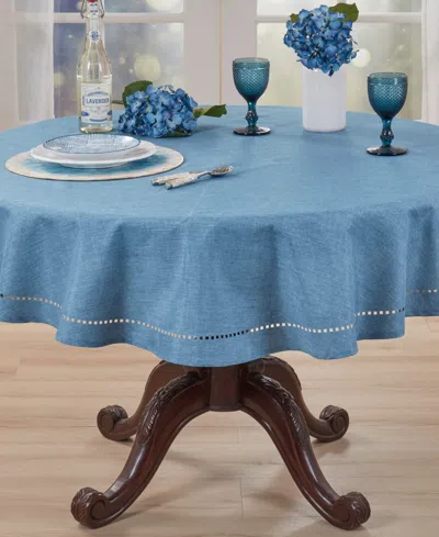 Saro Lifestyle Solid Textured Tablecloth, 60" Round In Blue
