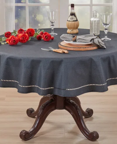 Saro Lifestyle Solid Textured Tablecloth, 60" Round In Black