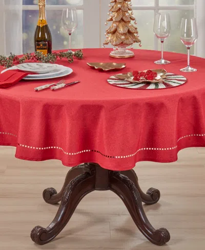 Saro Lifestyle Solid Textured Tablecloth, 60" Round In Red