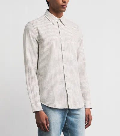 Samsoe & Samsoe Samsoe Samsoe Organic Cotton-linen Stripe Liam Shirt In Neutral