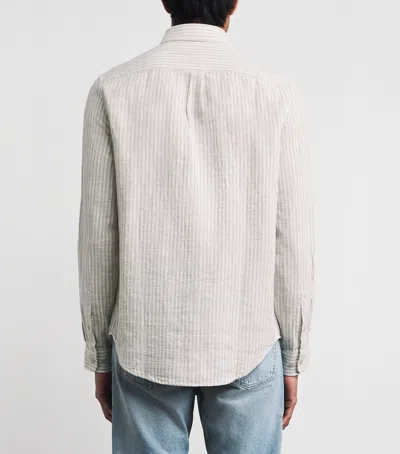 Samsoe & Samsoe Samsoe Samsoe Organic Cotton-linen Stripe Liam Shirt In Neutral