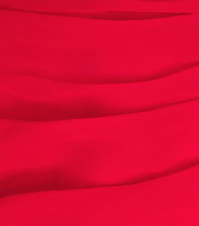 Carolina Herrera Chiffon Dress Strapless Ruched Detailing Design In Red