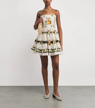 Agua By Agua Bendita Lima Valle Floral-print Tiered Mini Dress In Multi
