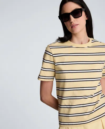 Kenneth Cole Stripe Heavyweight T-shirt In Yellow