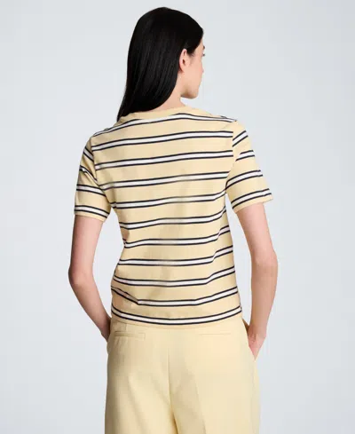 Kenneth Cole Stripe Heavyweight T-shirt In Yellow