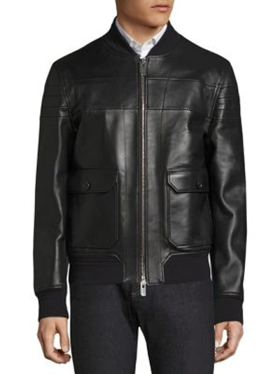Bally Reversible Leather Bomber Jacket In Black