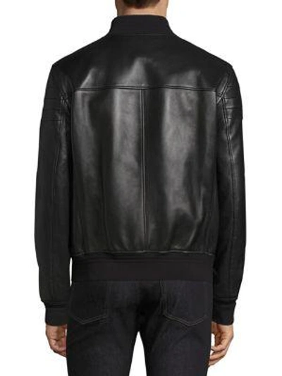 Shop Bally Reversible Leather Bomber Jacket In Black